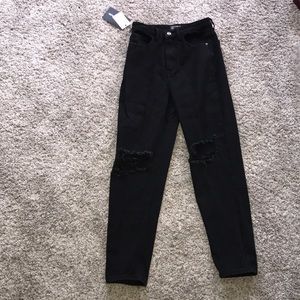 Black Ripped Mom Jeans